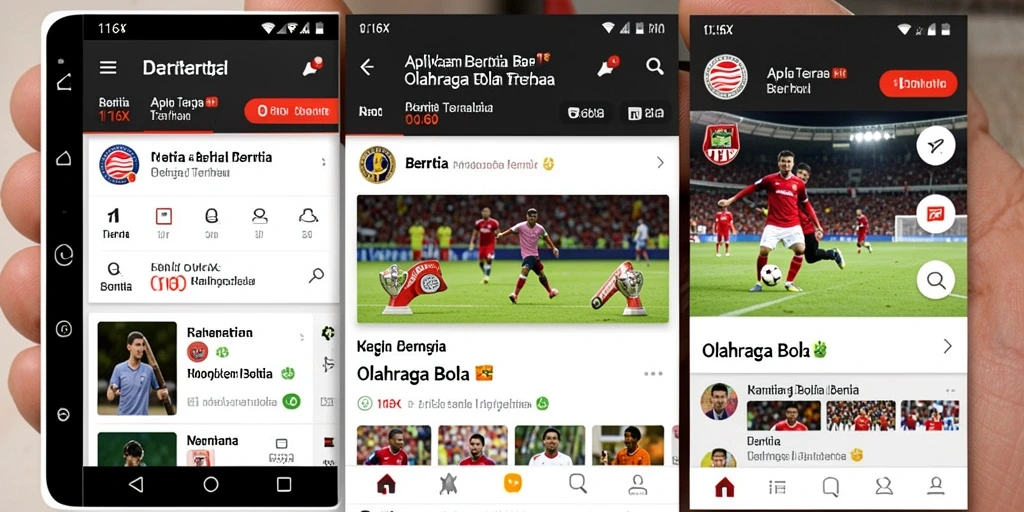 Tampilan antarmuka pengguna aplikasi 116X untuk berita olahraga bola.