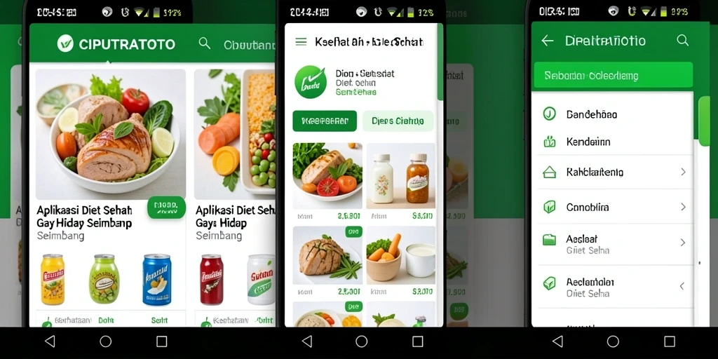Tampilan antarmuka aplikasi CIPUTRATOTO untuk diet sehat.