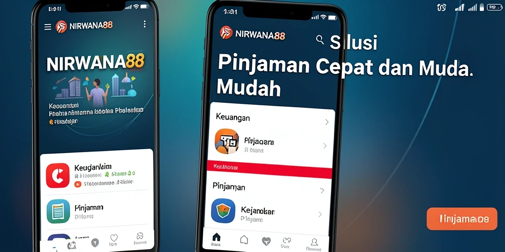 Screenshot utama aplikasi NIRWANA88 dengan tampilan antarmuka pinjaman.