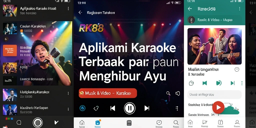 Tampilan utama RK88 dengan antarmuka karaoke yang menarik.