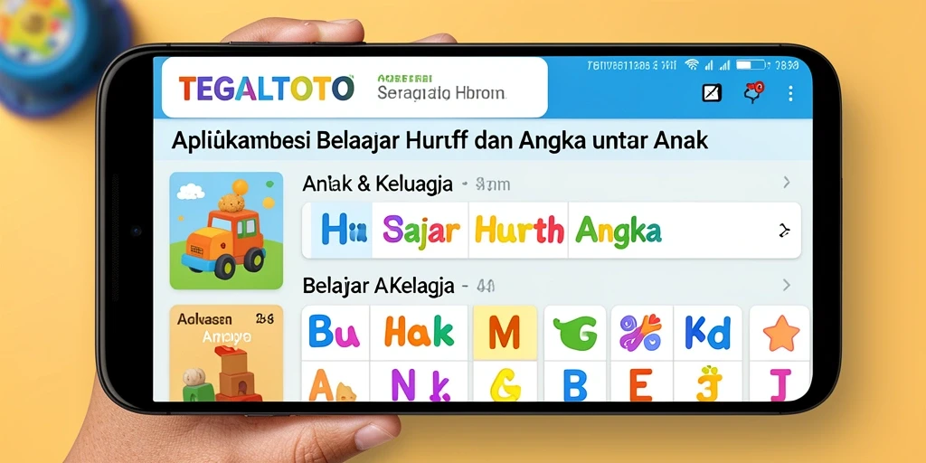 Antarmuka TEGALTOTO yang cerah dan interaktif untuk belajar huruf dan angka.